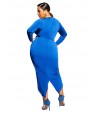 Women's Plus Size / Formal / Party/Cocktail Sexy / Street chic Sheath Dress,Solid Crew Neck Asymmetrical Long Sleeve