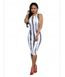 Women's Casual/Daily Street chic Bodycon Dress,Print Round Neck Knee-length Sleeveless White Polyester Summer