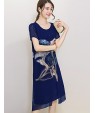 Women's Street chic Print Plus Size / Loose Dress,Round Neck Knee-length Silk / Polyester