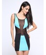 Women's Round Neck Mesh Mini Dress , Cotton/Spandex Blue/Pink/White Sexy/Party