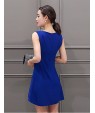 Women's Simple Solid A Line Dress,Round Neck Mini Polyester