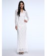 Women's Sexy Beach Casual Party Plus Size V Neck Bodycon Lace Maxi Dress