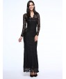 Women's Sexy Beach Casual Party Plus Size V Neck Bodycon Lace Maxi Dress