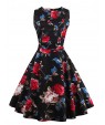 Womens Elegant Printed Vintage Style Swing Rockabilly Party Dress