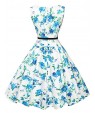 Women's Sexy / Vintage Floral A Line / Skater Dress,Round Neck Knee-length Polyester