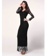 Women's Sexy Beach Casual Party Plus Size V Neck Bodycon Lace Maxi Dress