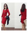 Women's Work / Plus Size Dress,Solid Round Neck Mini Long Sleeve Red / Beige Polyester Summer