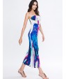 Women's Sexy / Party / Cocktail Floral Flapper Dress , Strapless Maxi Rayon