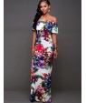 Women's Going out Vintage Slim Backless Sheath Dress,Floral Boat Neck Maxi Sleeveless