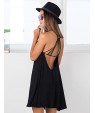 Women's Sexy Loose / Little Black Dress,Solid V Neck Mini Sleeveless Black Rayon Summer