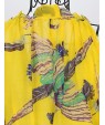 Beach Swing Dress,Print Maxi Sleeveless Yellow Summer Inelastic Thin