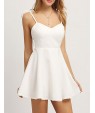 Women's Party/Cocktail Sexy A Line Dress,Solid Strap Mini Sleeveless White / Black Polyester Summer