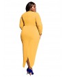 Women's Plus Size / Formal / Party/Cocktail Sexy / Street chic Sheath Dress,Solid Crew Neck Asymmetrical Long Sleeve