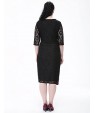 Women's Plus Size Vintage Sheath Dress,Patchwork V Neck Knee-length 陆 Length Sleeve Red / Black Polyester Fall