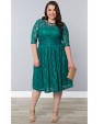 Women's Party/Cocktail Vintage Plus Size Dress Round Neck Knee-length ? Length Sleeve Green Spandex Fall