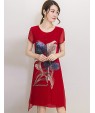 Women's Street chic Print Plus Size / Loose Dress,Round Neck Knee-length Silk / Polyester