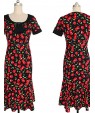 Women's Work Plus Size Dress,Print Round Neck Knee-length Short Sleeve Red / Black Summer