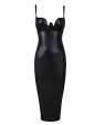 Women'sFaux Leather Padded Midi Dress