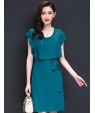 Women's Going out Vintage / Simple Sheath / Chiffon Dress,Embroidered Round Neck Above Knee Short Sleeve