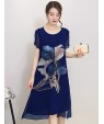 Women's Street chic Print Plus Size / Loose Dress,Round Neck Knee-length Silk / Polyester