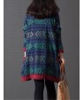 Casual/Daily / Plus Size Cute Dress Round Neck Above Knee Long Sleeve Blue Cotton / Linen Spring / Fall / Winter Inelastic Medium