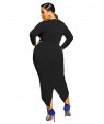 Women's Plus Size / Formal / Party/Cocktail Sexy / Street chic Sheath Dress,Solid Crew Neck Asymmetrical Long Sleeve