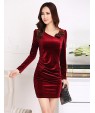 Women's Plus Size / Going out Street chic Bodycon Dress,Solid Asymmetrical Above Knee Long Sleeve Red / Black / Purple