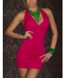 Women's Sexy Halter Cotton and Spandex Mini Dress