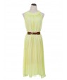 Women's Work Plus Size / Chiffon Dress,Solid Round Neck Mini Sleeveless Blue / Yellow Polyester Summer