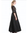 Women's Party/Cocktail Sexy Plus Size / Lace Dress,Solid V Neck Maxi ? Length Sleeve Black Polyester Spring