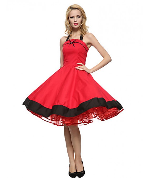 Women's Halter 50s Vintage Plus Sizes Swing Dress