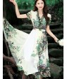 Women's Vintage Party Micro Elastic Short Sleeve Midi Dress (Chiffon)